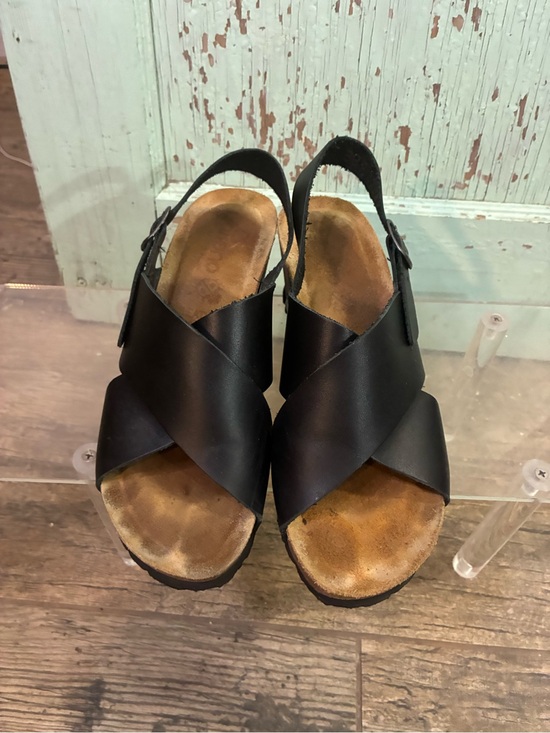 Shoes - Black Women's Cross-Strap Slingback wedge Sandals